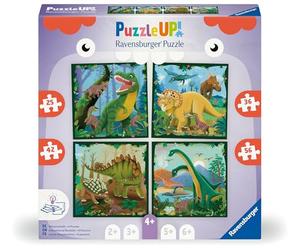 Ravensburger Puzzle UP 12004003 - Dinosauri - 4 puzzle da 25, 36, 42, 56 pezzi da combinare e con un libretto informativo aggiuntivo, per puzzle sui dinosauri dai 4 anni in su