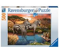 Ravensburger - puzzle zebre alla pozza d'acqua, 500 pezzi, puzzle adulti