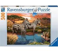 Ravensburger - Puzzle Zebre alla pozza d'acqua, 500 Pezzi, Puzzle Adulti
