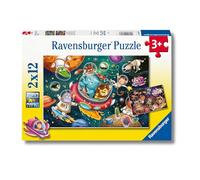 Ravensburger - Puzzles Animali Nello Spazio Confezione Da 2 | Puzzle 3 Anni O Più | 2 Puzzle Bambini 3 Anni 12 Pezzi | Puzzles Bambini 26 X 18 Cm | Regalo Bimba 3 Anni Femmina E Uomo