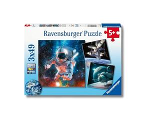 Ravensburger - Puzzles Avventure Nello Spazio Confezioni Da 3 | Puzzle Bambini 5 Anni O Più | Regalo Bimba 5 Anni 3 X 49 Pezzi | Puzzle Bambini 21 X 21 Cm | Puzzles Perfetti Ravensburger