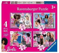 Ravensburger - Puzzle Barbie, Collezione 4 in a Box, Idea Regalo per Bambini 3+ Anni, Gioco Educativo e Stimolante, 4 Puzzle 12-16-20-24 Pezzi, 70x50 cm