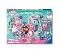 Ravensburger - Puzzle Gabby's Dollhouse, Collezione 4 in a Box, Idea Regalo per Bambini 3+ Anni, Gioco Educativo e Stimolante, 4 Puzzle 10-12-14-16 Pezzi, 19x14 cm