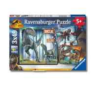 Ravensburger - puzzle jurassic world, collezione 3x49, 3 puzzle da 49 pezzi, età raccomandata 5+ anni