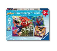 Ravensburger - Puzzles Marvel Spider-Man Confezioni Da 3 | Puzzle Bambini 5 Anni O Più | Regalo Bimba 5 Anni 3 X 49 Pezzi | Puzzle Bambini 21 X 21 Cm | Puzzles Perfetti Ravensburger