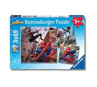 RAVENSBURGER - PUZZLE SPIDERMAN, COLLEZIONE 3X49, 3 PUZZLE DA 49 PEZZI, ETà RACCOMANDATA 5+ ANNI