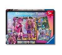 Ravensburger - Puzzle Monster High, Idea Regalo per Bambini 5+ Anni, Gioco Educativo e Stimolante, 3 Puzzle da 49, 21x21 cm