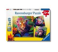 Ravensburger Jungle Babies Jigsaw Puzzles for Kids Age 5 Years Up - 3x 49 Pieces