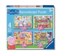 Ravensburger - Puzzle Peppa Pig, Collezione 4 in a Box, Idea Regalo per Bambini 3+ Anni, Gioco Educativo e Stimolante, 4 Puzzle 12-16-20-24 Pezzi, 19x14 cm
