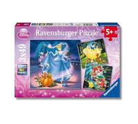 Ravensburger - Puzzles Princesas Disney A Confezioni Da 3 | Puzzle Bambini 5 Anni O Più | Regalo Bimba 5 Anni 3 X 49 Pezzi | Puzzle Bambini 21 X 21 Cm | Puzzles Perfetti Ravensburger