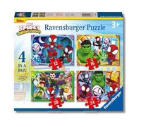 Ravensburger - Puzzle Marvel Spidey Amazing Friends, Collezione 4 in a Box, Idea Regalo per Bambini 3+ Anni, Gioco Educativo e Stimolante, 4 Puzzle 12-16-20-24 Pezzi, 19x14 cm
