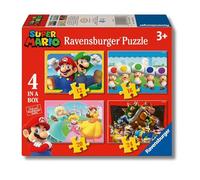 Ravensburger - Puzzle Super Mario, Puzzle 4 in a box, 12-16-20-24 pezzi, Puzzle Bambini 3 Anni, 70x50cm
