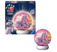Ravensburger 3D Puzzle-Ball Nachtlicht Pferde am Strand: Erleben Sie Puzzeln in der 3. Dimension!