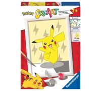 Ravensburger - creart serie e: pokémon, pikachu, kit per dipingere con i numeri, contiene una tavola prestampata, pennello, colori e accessori, gioco creativo per bambini 7+ anni