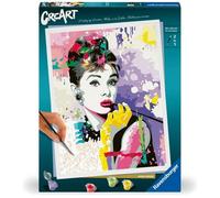Ravensburger - CreArt Serie Premium B: Audrey Hepburn, Dipingere con i Numeri, Kit Pittura Adulti, Idea Regalo Donna o Uomo, 14+ Anni, 40x30 cm