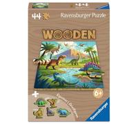 Ravensburger WOODEN Kids Puzzle 12004084 - Dinosaur World - Puzzle in legno sagomato da 44 pezzi con robusti pezzi singoli, 5 capricci e 5 personaggi da gioco in legno, per bambini dai 4 anni in su