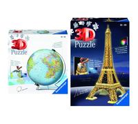 Ravensburger World Globe on a V-Stand 3D Jigsaw Puzzle & Eiffel Tower 3D Jigsaw