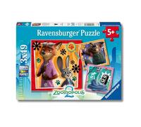 Ravensburger - Puzzles Zootropolis 2 Confezioni Da 3 | Puzzle Bambini 5 Anni O Più | Regalo Bimba 5 Anni 3 X 49 Pezzi | Puzzle Bambini 21 X 21 Cm | Puzzles Perfetti Ravensburger