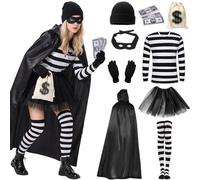 Raveparty Costume da rapinatore da ladro da donna, costume da carnevale, per cosplay, carnevale (donna A, L)