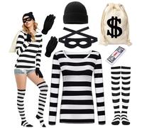 Raveparty Costume da rapinatore da ladro da donna, costume da carnevale, per cosplay, carnevale (donna, M)