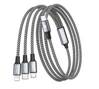 RAVIAD 100W Cavo USB C Ricarica Multiplo [2M] Cavo Ricarica Multiplo, USB C a USB C PD [100W]+Typ C a Lightning [27W]+USBC a Micro [10W] per iPhone 15 14, Galaxy S24 S23, Pad Pro/Mini, MacBook/Air