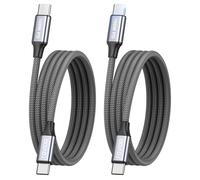 RAVIAD 100W Cavo USB C USB C [2Pezzi 1M] Cavo USB Type-C PD3.0 5A Ricarica Rapida Nylon Cavo Tipo C Caricabatterie Cellulare per iPhone 17 16 15 Pro, Galaxy S25 S24 S23 S22, iPad Pro, MacBook - Grigio
