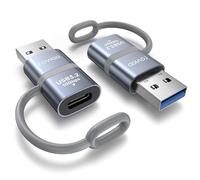 RAVIAD Adattatore USB C a USB 2 Pezzi Adattatore Tipo C Femmina a USBA Maschio 10Gbps USB3.0 TipoC OTG Ricarica Rapida 18W per iPhone16/15/14/13/12, Galaxy S21/S22 Plus, MacBook, GooglePixel