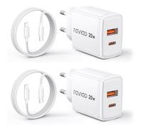 RAVIAD Caricatore iPhone 2 Pezzi, 20W Caricatore USB C Caricabatterie iPhone e 3M Cavo USB C a Lightning per iPhone 14 Pro Max Plus 13 12 11 XS X, Rapido Spina Muro Adattatore AlimentatorePresa Carica