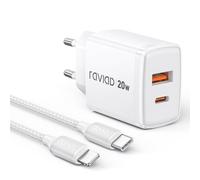 RAVIAD Caricatore iPhone, 20W Caricatore USB C Caricabatterie iPhone e 1M Cavo USB C a Lightning per iPhone 14 Pro Max Plus 13 12 11 XS XR X SE 8, Rapido Spina Muro Adattatore AlimentatorePresa Carica