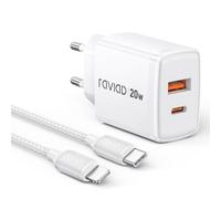 RAVIAD Caricatore iPhone, 20W Caricatore USB C Caricabatterie iPhone e 2M Cavo USB C a Lightning per iPhone 14 Pro Max Plus 13 12 11 XS XR X SE 8, Rapido Spina Muro Adattatore AlimentatorePresa Carica