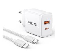 RAVIAD Caricatore iPhone, 20W Caricatore USB C Caricabatterie iPhone e 3M Cavo USB C a Lightning per iPhone 14 Pro Max Plus 13 12 11 XS XR X SE 8, Rapido Spina Muro Adattatore AlimentatorePresa Carica