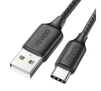 RAVIAD Cavo USB C 1M Ricarica Rapida 3A Nylon Intrecciato Cavo Tipo C Compatibile per iPhone 15/15 Pro/15 Pro Max, Samsung Galaxy S24/S23/S22/S21/S10, Note 20 10, Google Pixel -Nero