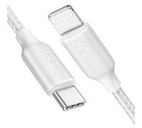RAVIAD Cavo USB C a Lightning 1M [Certificato MFi] Cavo iPhone USB Tipo C in Nylon Carica Rapida Caricatore per iPhone 14/13/13 Pro Max/12 Mini/11 Pro/11 Pro Max/11/SE 2020/XR/XS/X/8/8 Plus - Bianco