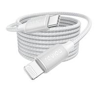 RAVIAD Cavo USB C a Lightning 3M [Certificato MFi] Cavo iPhone USB Tipo C in Nylon Carica Rapida Caricatore per iPhone 14/13/13 Pro/13 Pro Max/12 Mini/11 Pro Max/11/SE 2020/XR/XS/X/8/8 Plus - Bianco