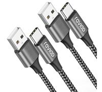 RAVIAD Cavo USB Tipo C [2Pezzi, 3m] Nylon Cavo USB C di Ricarica Rapida e Trasferimento Dati per iPhone 17 16 15 Pro Max, Samsung Galaxy S24/S23/S22/S21/S10/ S9/A40/A50/A70, OnePlus, Realme- Grigio