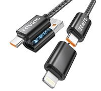 RAVIAD Multi Cavo di Ricarica [1M] 4 in 1 Multiplo Cavetto 100W PD con USB C/USB A a Lightning/Tipo C interfaccia Cavo USB di Ricarica per iPhone 17/16/15/14 Pro, Samsung S25/S24/S23, MacBook, iPad