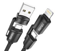 RAVIAD Multi Cavo di Ricarica [2M] 4 in 1 Multiplo Cavetto 60W PD con USB C/A a Lightning, USB C/A a Tipo C interfaccia Cavo USB di Ricarica per Google Pixel, Galaxy S24/S23, iPhone 16/15, Honor-Nero