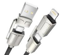 RAVIAD Multi Cavo di Ricarica [2M] 4 in 1 Multiplo Cavetto 60W PD con USB C/USBA a Lightning, USB C/USBA a Type-C interfaccia Cavo USB di Ricarica per Google Pixel, Samsung Galaxy, iPhone, Honor