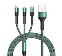 RAVIAD Multi Cavo di Ricarica, 3 in 1 Multiplo Cavetto [1.2M] Micro USB Tipo C Nylon Intrecciato Cavo di Ricarica USB per Phone 12 11 XR, Samsung M12/M32, Google Pixel, OnePlus- Verde