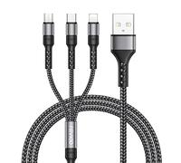 RAVIAD Multi Cavo di Ricarica, 3 in 1 Multiplo Cavetto [1.2M] Micro USB Tipo C Nylon Intrecciato, NO Trasferimento Dati, Cavo di Ricarica USB per Samsung S10/S9/S8/S7, Huawei P30/P20, OnePlus- Grigio