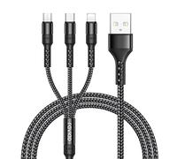 RAVIAD Multi Cavo di Ricarica, 3 in 1 Multiplo Cavetto [2M] Micro USB Tipo C Nylon Intrecciato Cavo di Ricarica USB per Phone 16 15 14, Samsung s25 s24 s23, Google Pixel- Nero