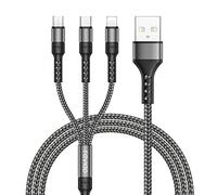 RAVIAD Multi Cavo di Ricarica, 3 in 1 Multiplo Cavetto [2M] Micro USB Tipo C Nylon Intrecciato, NO Trasferimento Dati, Cavo di Ricarica USB per Samsung S24/S23/S22, Huawei P30/P20, OnePlus- Grigio