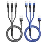 RAVIAD Multi Cavo di Ricarica, 3 in 1 Multiplo Cavetto [2Pezzi, 1.2M] Micro USB Tipo C Lightning Nylon Intrecciato Cavo di Ricarica USB per Samsung S24/S23/S22, iPhone, Huawei P30/P20, Xiaomi, OnePlus