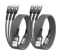 RAVIAD Multi Cavo di Ricarica, 3 in 1 Multiplo Cavetto [2Pezzi, 2M] Micro USB Tipo C Lightning Nylon Intrecciato Cavo di Ricarica USB per Samsung S24/S23/S22, iPhone, P30/P20, Xiaomi