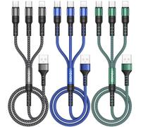 RAVIAD Multi Cavo di Ricarica, 3 in 1 Multiplo Cavetto [3Pezzi, 1.2M] Micro USB Tipo C Nylon Intrecciato Cavo di Ricarica USB per Samsung S24/S23/S22/S10/S9/S8, Huawei P30/P20, Xiaomi, OnePlus