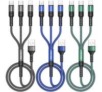 RAVIAD Multi Cavo di Ricarica, 3 in 1 Multiplo Cavetto [3Pezzi, 2M] Micro USB Tipo C Nylon Intrecciato Cavo di Ricarica USB per Phone 16/15, Samsung S25/S24/S23/S22/S10/S9/S8, P40/P30, Xiaomi