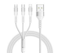 RAVIAD Multi Cavo di Ricarica, 3 in 1 Multiplo Cavetto Micro USB Tipo C Lightning Connettori Nylon Intrecciato Cavo di Ricarica USB per iPhone, Samsung Galaxy, Honor, Nexus, Google Pixel, Redmi - 3M