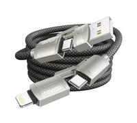 RAVIAD Multi Cavo di Ricarica [3M] 4 in 1 Multiplo Cavetto 60W PD con USB C/A a Lightning, USB C/A a C interfaccia Cavo USB di Ricarica per Google Pixel, Samsung Galaxy, iPhone, Honor