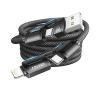 RAVIAD Multi Cavo di Ricarica [3M] 4 in 1 Multiplo Cavetto 60W PD con USB C/A a Lightning, USB C/A a Tipo C interfaccia Cavo USB di Ricarica per Google Pixel, Galaxy S24/S23, iPhone 16/15, Honor-Nero