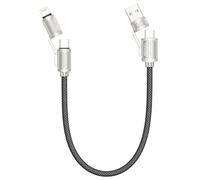 RAVIAD Multi Cavo di Ricarica [50CM] 4 in 1 Multiplo Cavetto 60W PD con USB C/USBA a Lightning, USB C/USBA a Type-C interfaccia Cavo USB di Ricarica per Google Pixel, Samsung Galaxy, iPhone, Honor